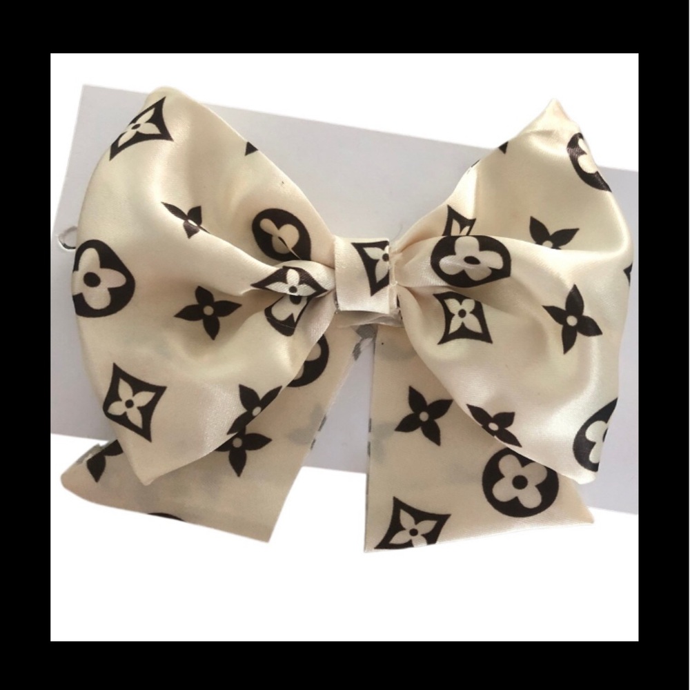 Designer Cream or cream & Black Bow